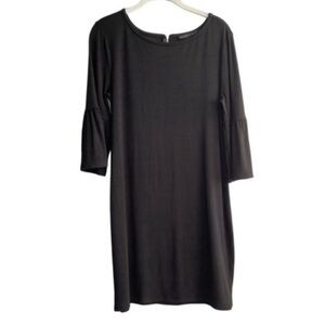 WHBM Bell Sleeve Black Dress Stretch Jersey Knit Sheath Size M